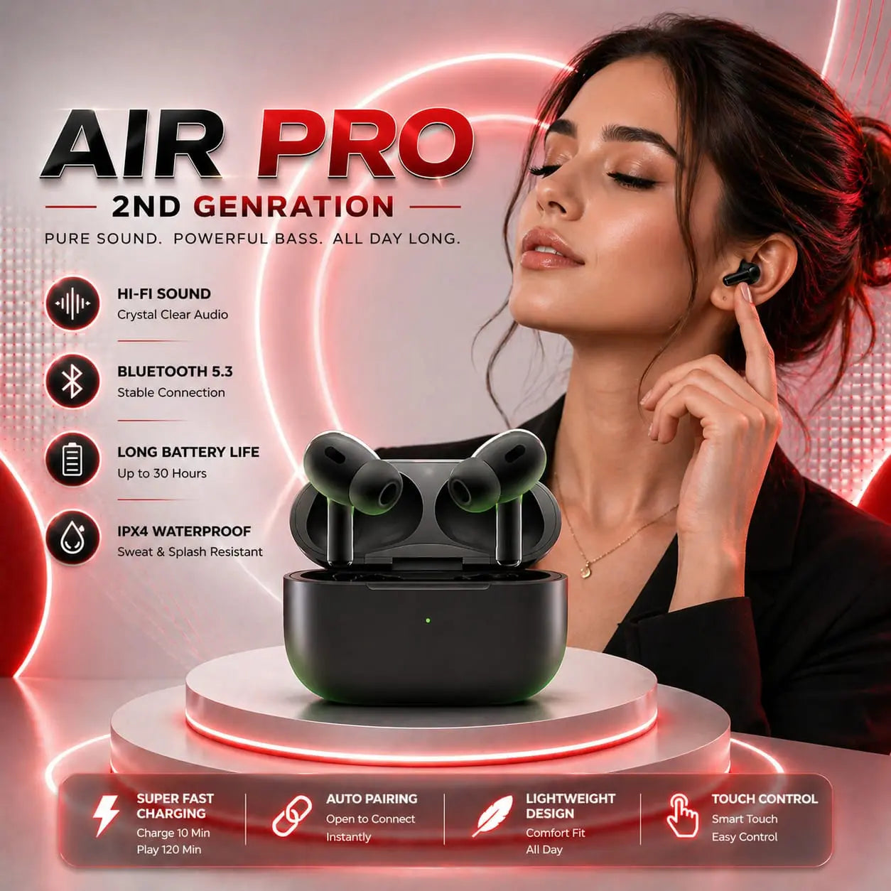 ElixPods Air Pro 2nd Generation Wireless Earbuds with Active Noise Cancellation, Bluetooth 5.3 and Premium Hi-Fi Sound My Store