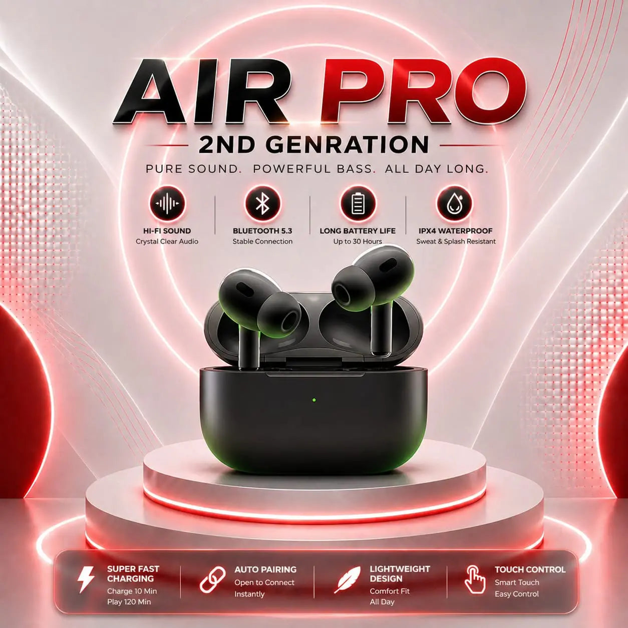 ElixPods Air Pro 2nd Generation Wireless Earbuds with Active Noise Cancellation, Bluetooth 5.3 and Premium Hi-Fi Sound My Store