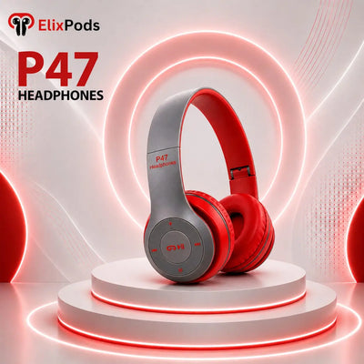 ElixPods P47 Wireless Bluetooth Headphones with Deep Bass Sound, Foldable Design and All-Day Comfort My Store
