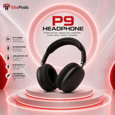 ElixPods P9 Wireless Over-Ear Headphones with Deep Bass, Bluetooth 5.3, Noise Isolation and 50 Hour Battery Life My Store